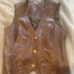 Paige brown leather vest